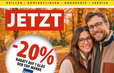 Jetzt 20 % Rabatt auf ein ZEISS Brillenglas sichern!